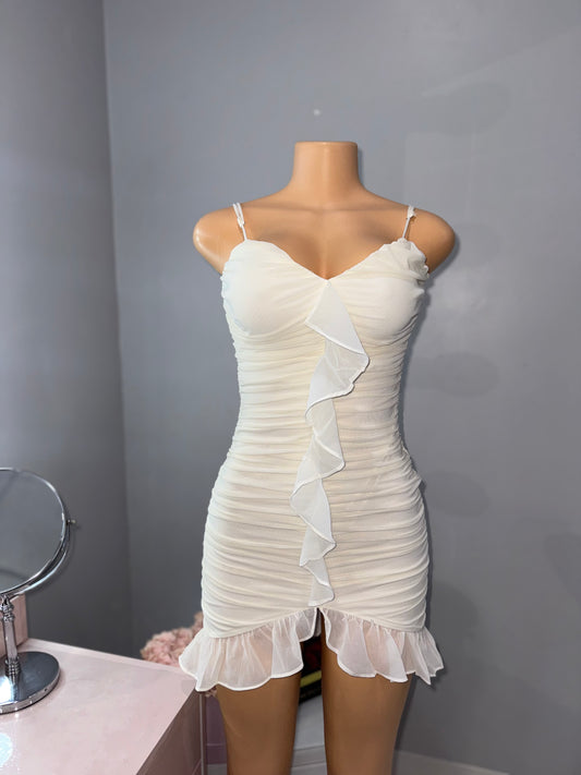 Biege mesh mini dress