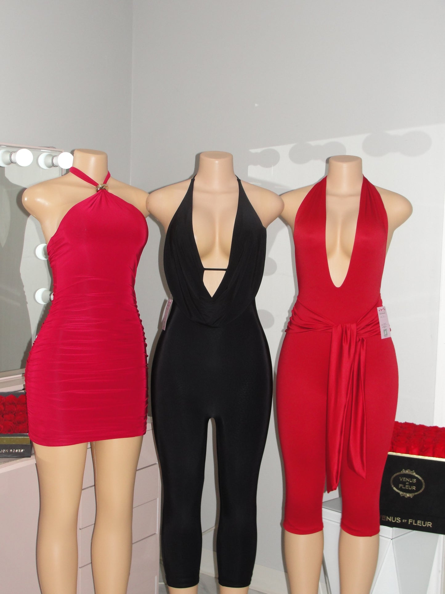 Gold Detail Mini Dress *red*