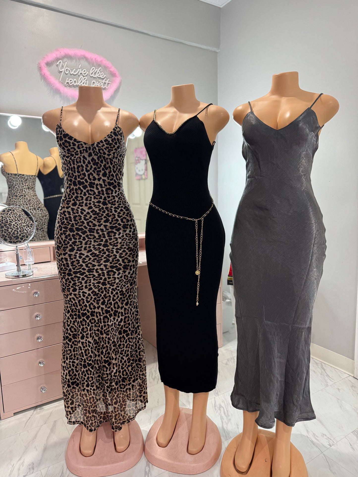 Leopard mesh maxi dress