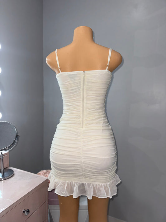 Biege mesh mini dress