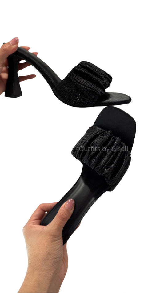 Rhinestone 3” heels black sole