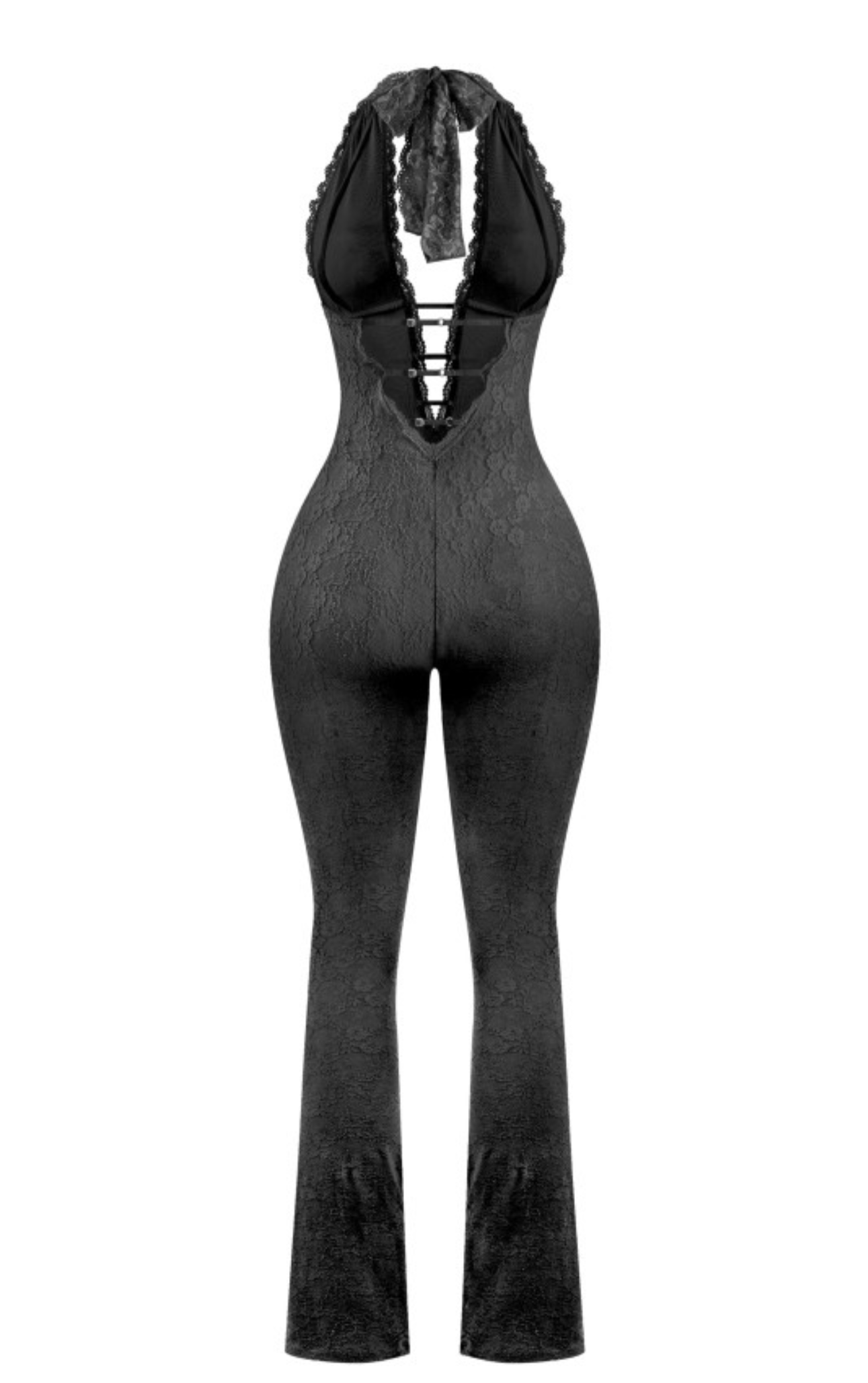 Black lace halter jumpsuit