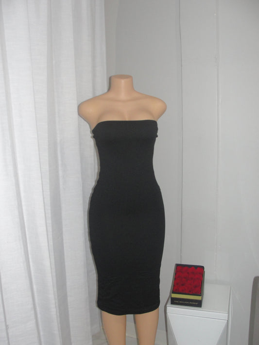 Double layer Midi Tube Dress *Black*