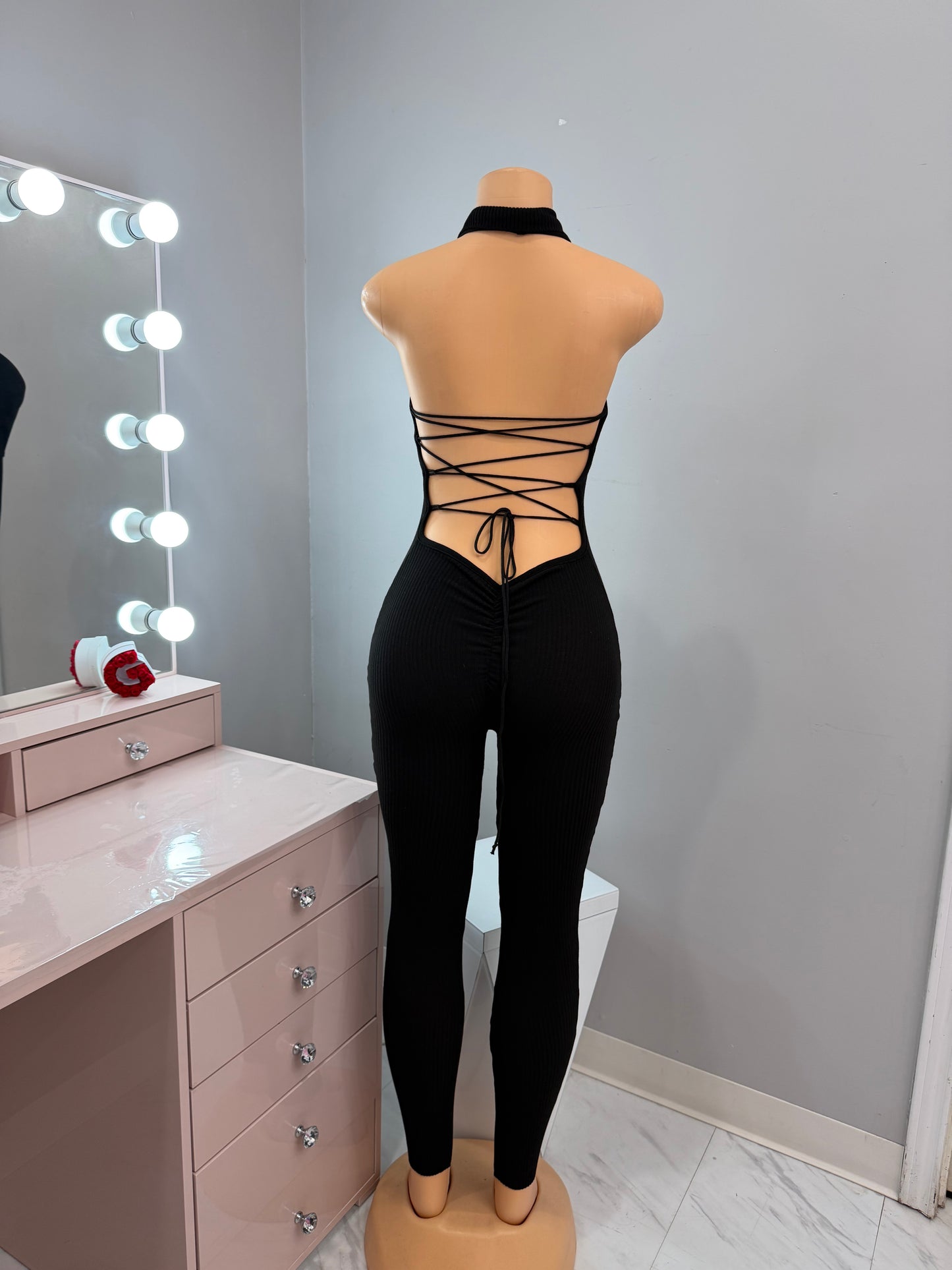 Ribbed Cut Out Jumpsuit