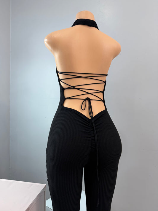Ribbed Cut Out Jumpsuit