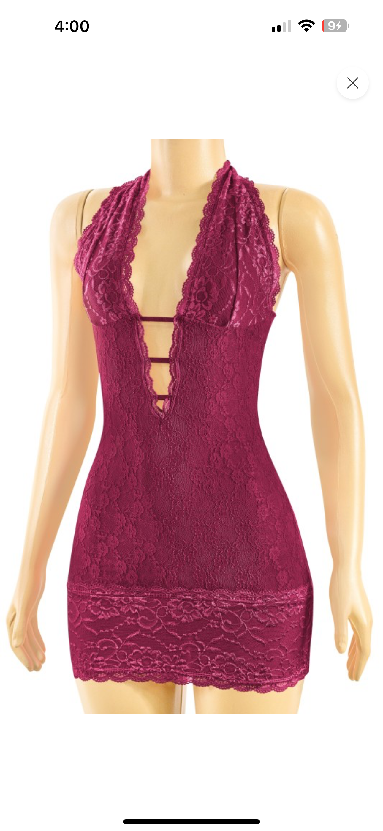 Burgundy lace mini halter dress