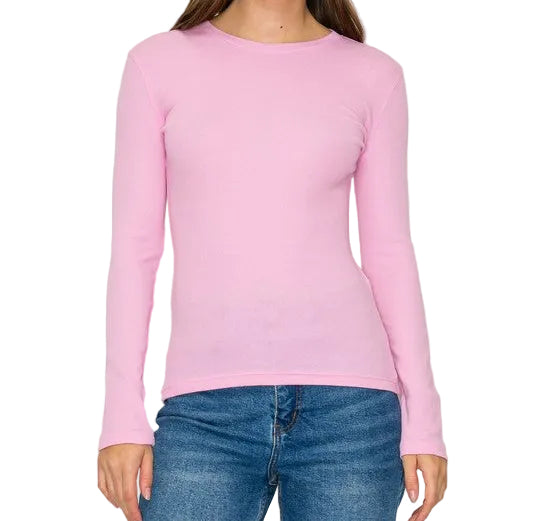Long Sleeve Ribbed Tee *pink*