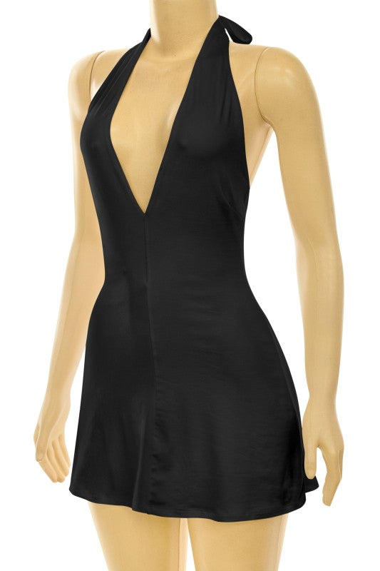 Halter mini dress with built in shorts *Yellow,Polka Dot,Black*