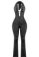 Black lace halter jumpsuit
