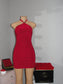 Gold Detail Mini Dress *red*