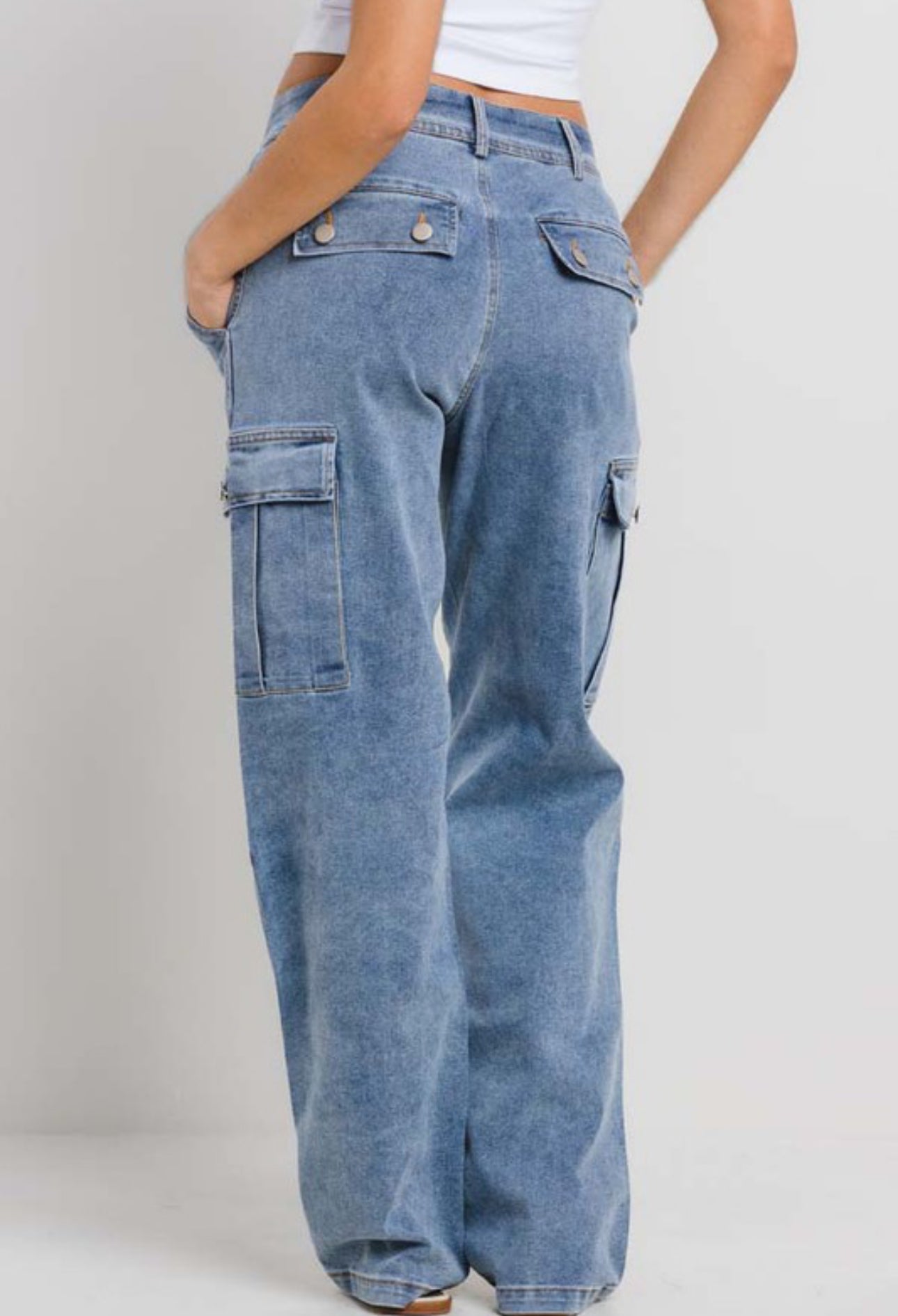 Light Blue Denim Cargo Jeans