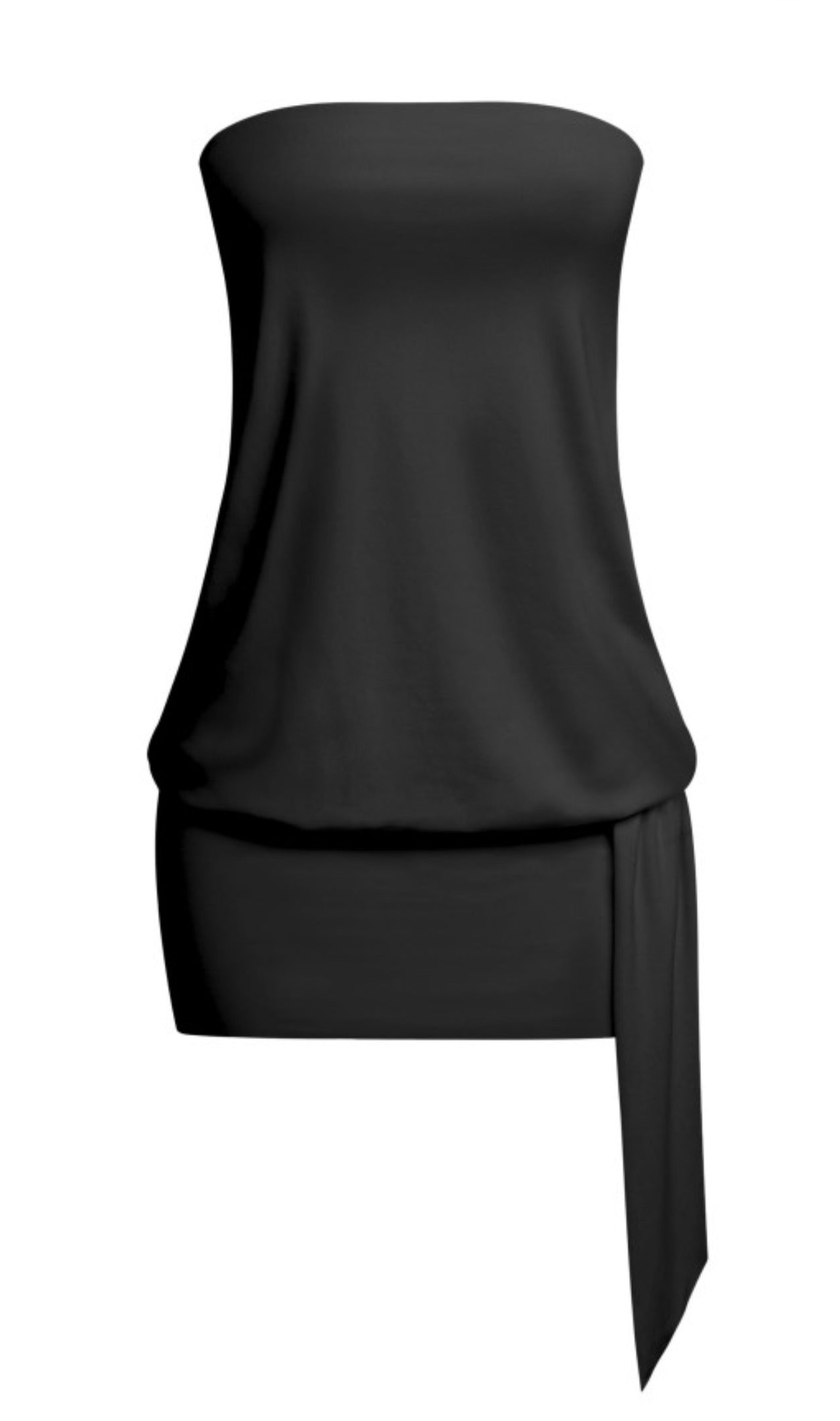 Strapless drop waist mini dress *black*