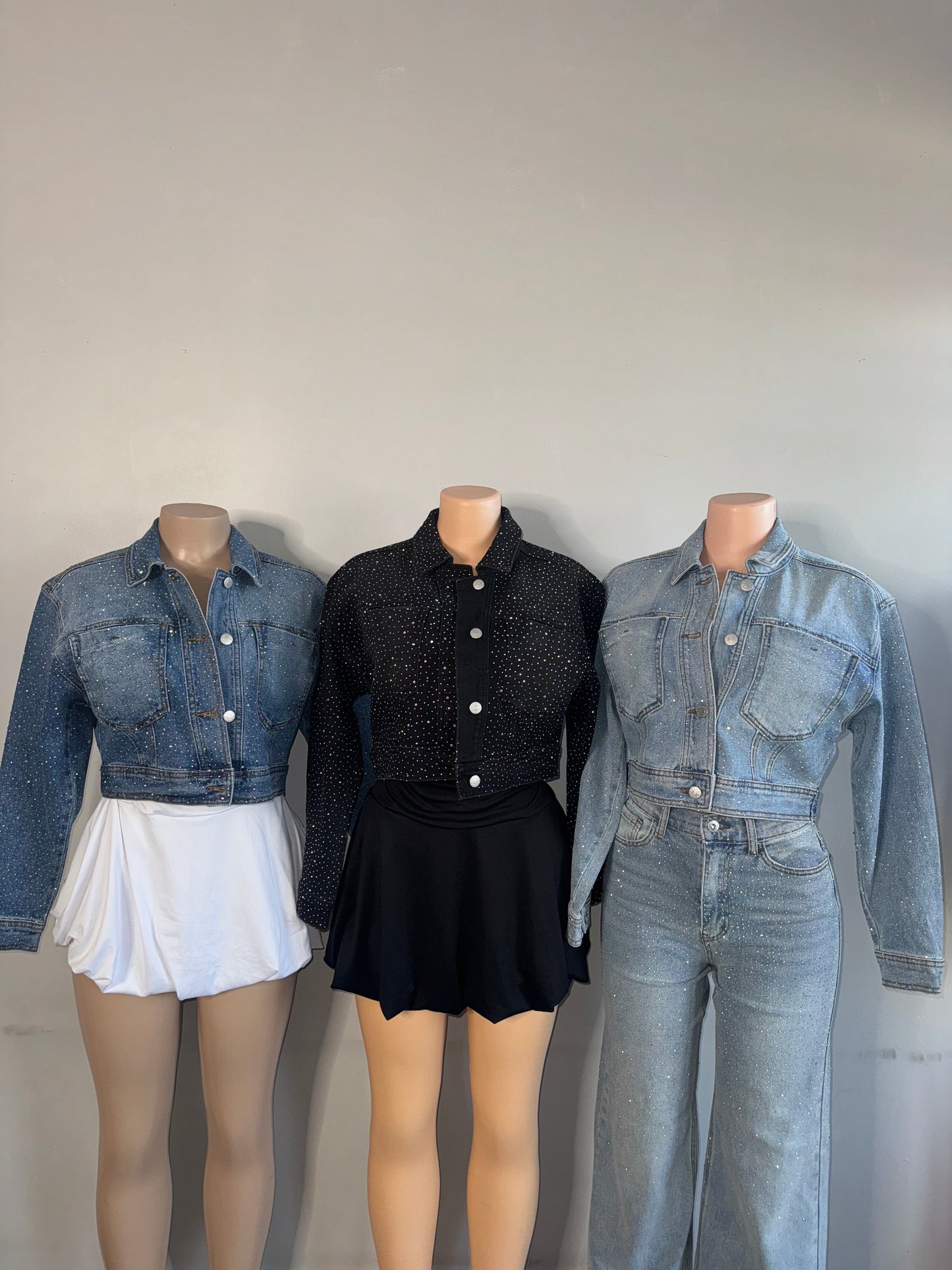 Rhinestone denim jackets (3 colors)