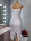 White mesh midi dress
