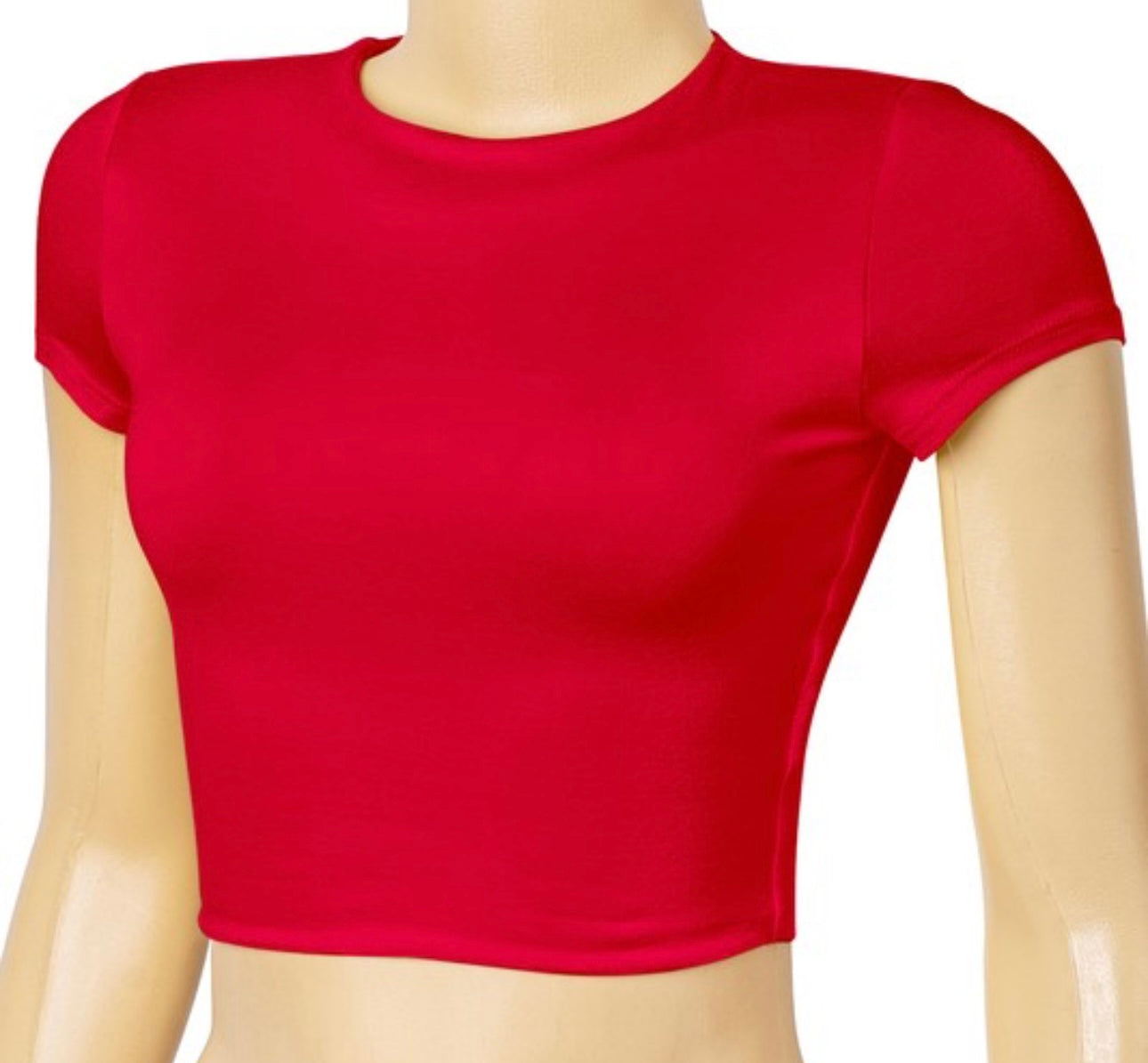 Double Layer short sleeve crop top (red)