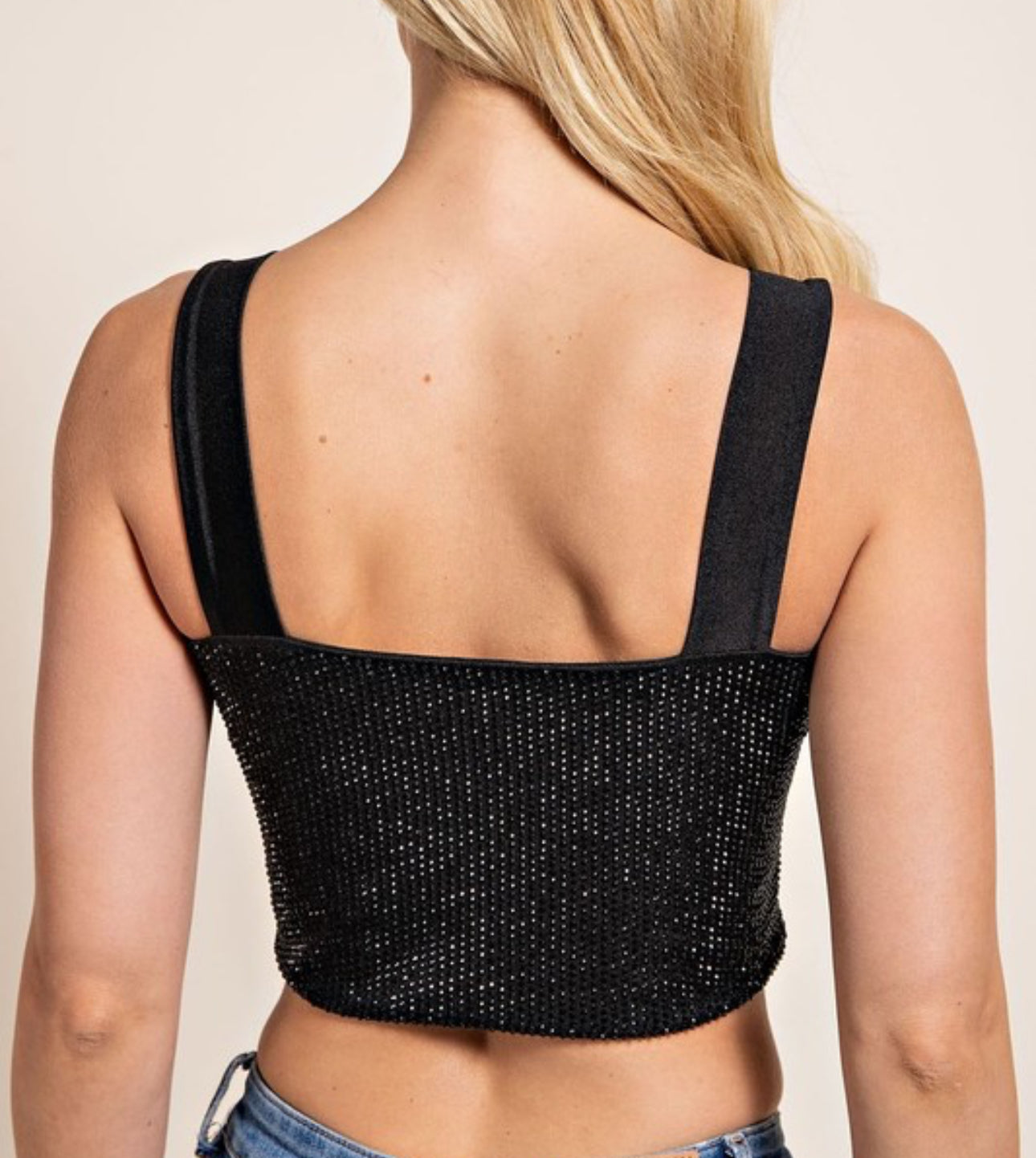 Rhinestone crop top (Black)