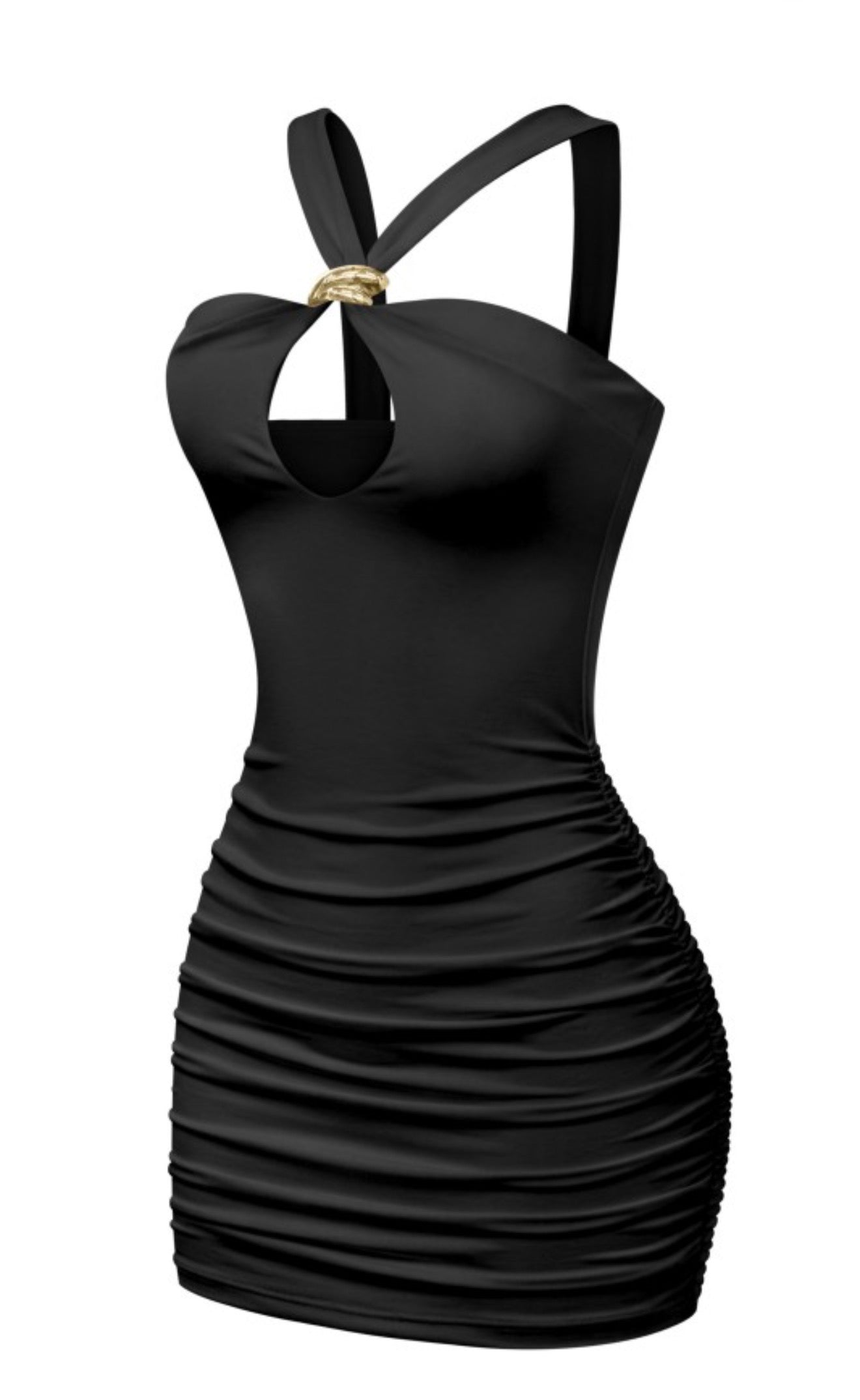 Gold detail Mini Dress *Black*