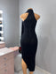 Mesh midi dress with scarf