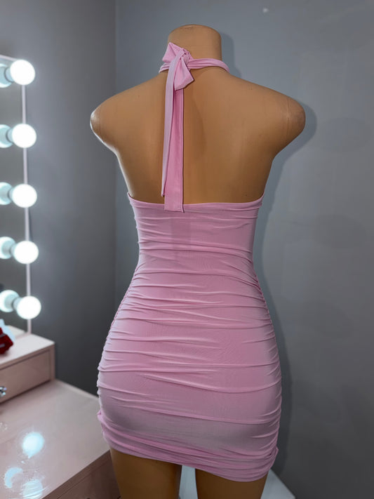 Gold Detail Mini Dress *Light Pink*
