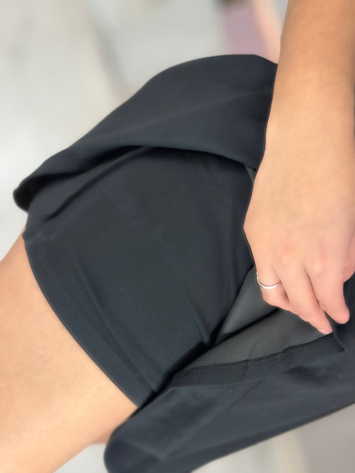 Flirty double knit mid waist skort