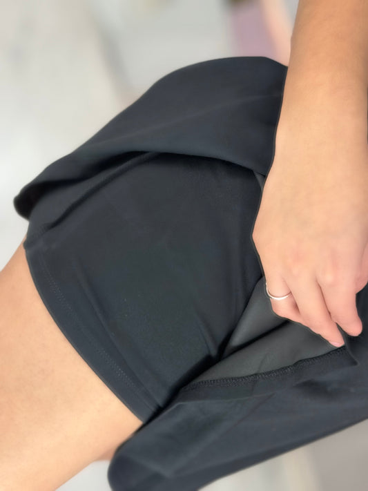 Flirty double knit mid waist skort