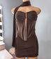 Scarf double layer mini dress *brown and black*