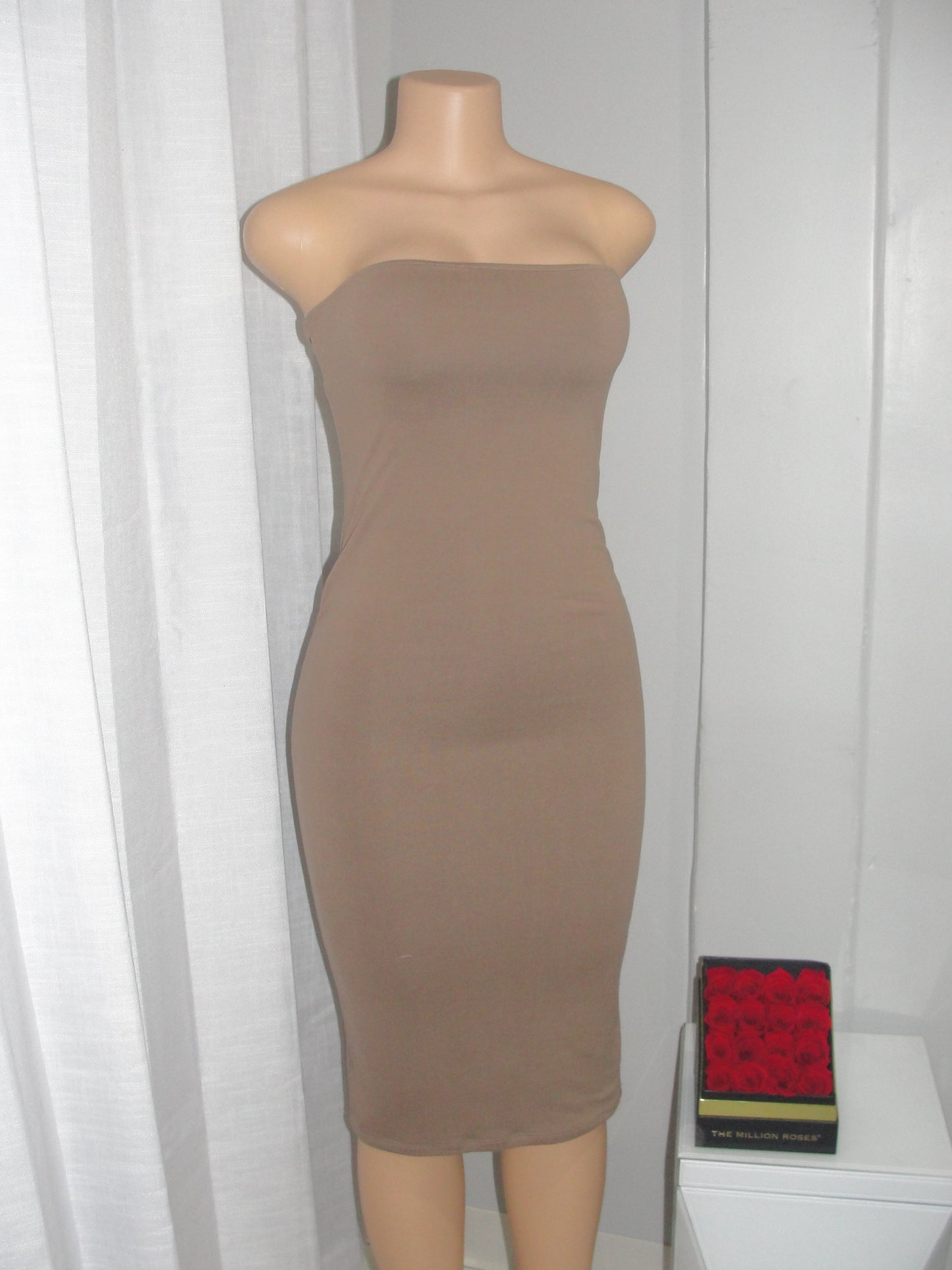 Double Layer Midi Tube Dress *mocha*
