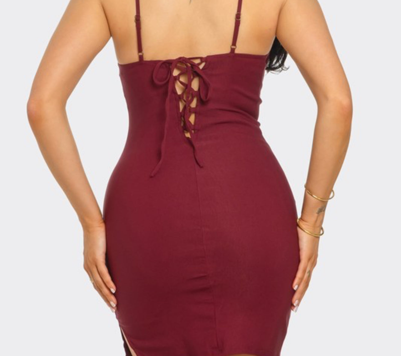 Mini dress tie back dress (Burgundy)