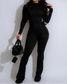 Double layer full body flare jumpsuit *black*