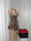Leopard Ruffle Mini Dress with scarf