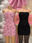 Strapless Embellished Mini Dress *pink & black*