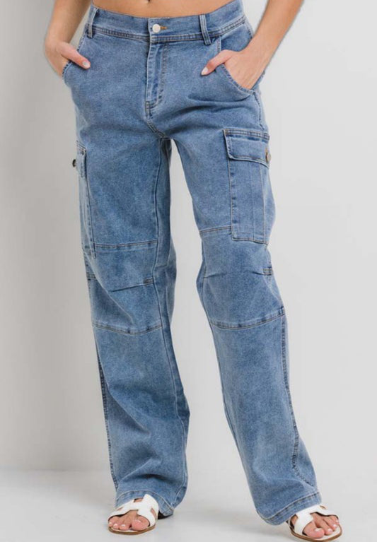 Light Blue Denim Cargo Jeans