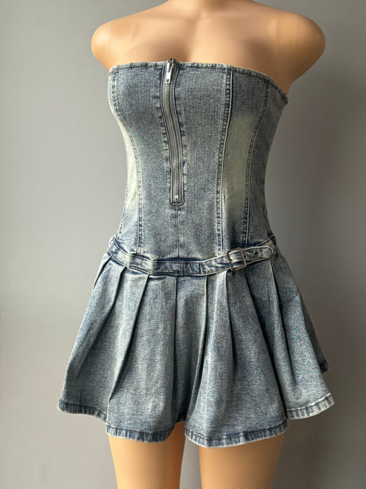 Washed Denim Mini Dress