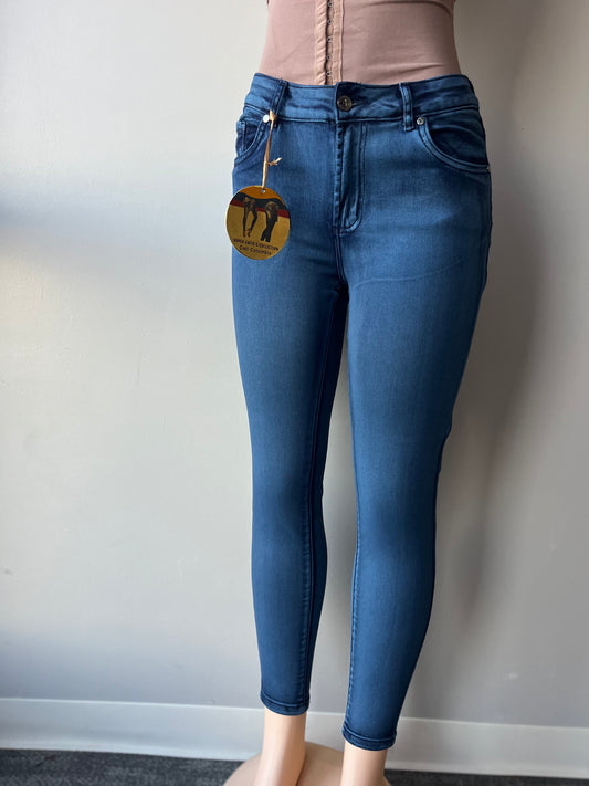 Colombian Jeans Blue Color 1 button booty-lift