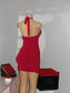 Gold Detail Mini Dress *red*