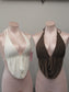 Tie back and halter Top *ivory & brown*