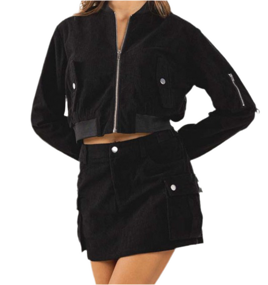 Cargo Skirt and Jacket Set (black)