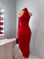 Mesh midi dress with scarf