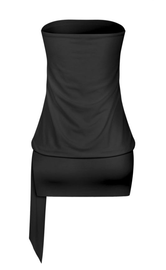 Strapless drop waist mini dress *black*