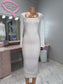 Double layer long sleeve long dress *white*