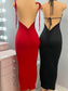 Tie Shoulder Ruched Maxi Dress *Red & Black*