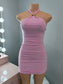 Gold Detail Mini Dress *Light Pink*