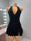 Black halter mini dress