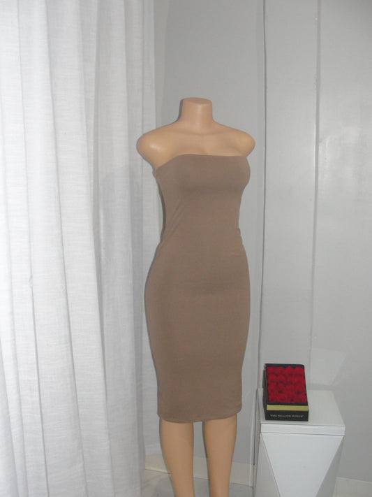Double Layer Midi Tube Dress *mocha*