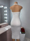 white double layer halter midi dress