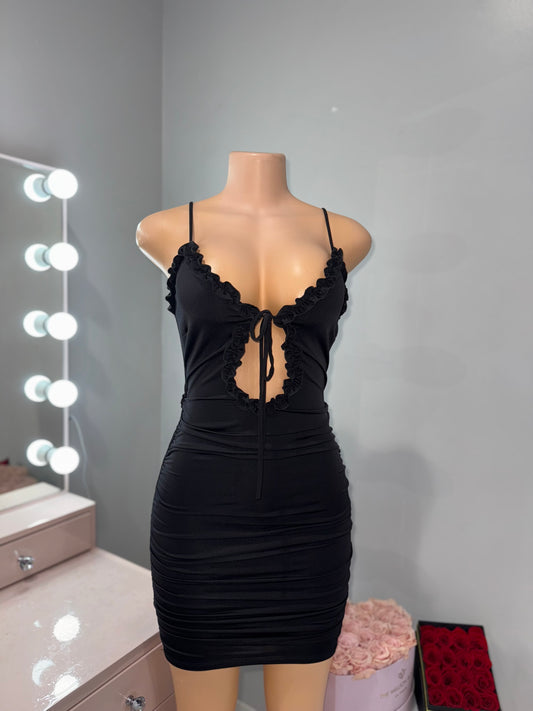 Black Ruffle Mini Dress