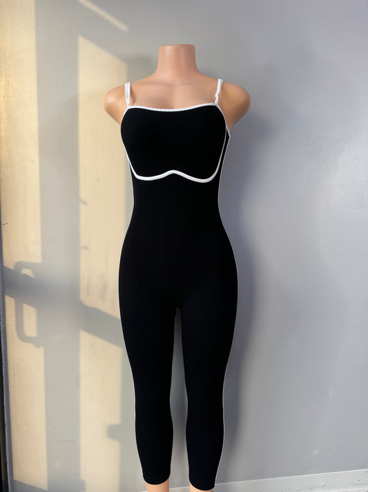 Contrast ribbed jumpsuit