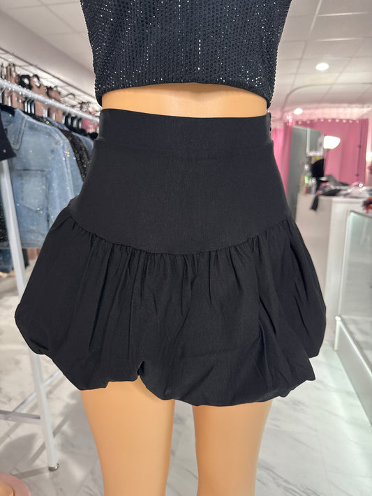 Black bubble mini skirt