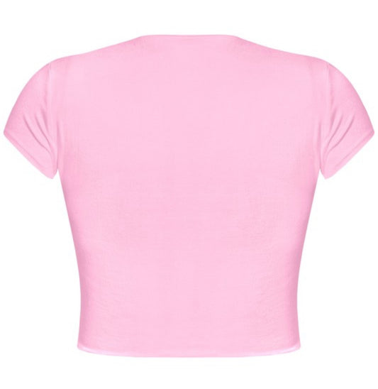 DOUBLE LAYER short sleeve crop top (Pink)