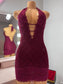 Burgundy lace mini halter dress